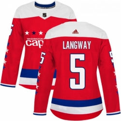 Womens Adidas Washington Capitals 5 Rod Langway Authentic Red Alternate NHL Jersey 