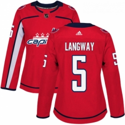 Womens Adidas Washington Capitals 5 Rod Langway Authentic Red Home NHL Jersey 