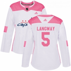 Womens Adidas Washington Capitals 5 Rod Langway Authentic WhitePink Fashion NHL Jersey 