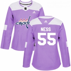Womens Adidas Washington Capitals 55 Aaron Ness Authentic Purple Fights Cancer Practice NHL Jersey 