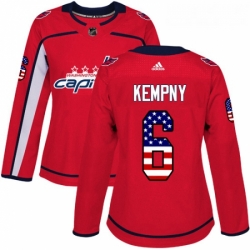 Womens Adidas Washington Capitals 6 Michal Kempny Authentic Red USA Flag Fashion NHL Jerse