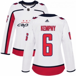 Womens Adidas Washington Capitals 6 Michal Kempny Authentic White Away NHL Jersey 