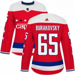 Womens Adidas Washington Capitals 65 Andre Burakovsky Authentic Red Alternate NHL Jersey 