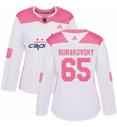 Womens Adidas Washington Capitals 65 Andre Burakovsky Authentic WhitePink Fashion NHL Jersey 