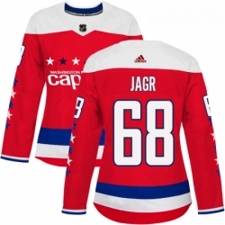 Womens Adidas Washington Capitals 68 Jaromir Jagr Authentic Red Alternate NHL Jersey 