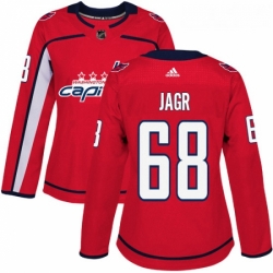 Womens Adidas Washington Capitals 68 Jaromir Jagr Authentic Red Home NHL Jersey 
