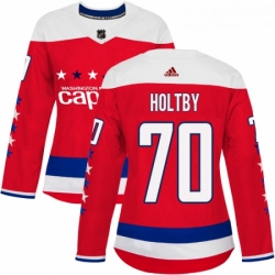Womens Adidas Washington Capitals 70 Braden Holtby Authentic Red Alternate NHL Jersey 