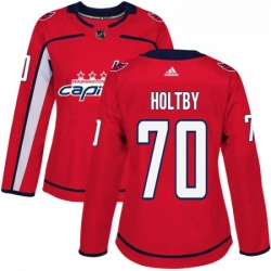 Womens Adidas Washington Capitals 70 Braden Holtby Authentic Red Home NHL Jersey 