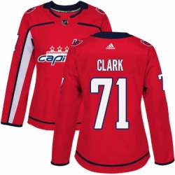 Womens Adidas Washington Capitals 71 Kody Clark Authentic Red Home NHL Jersey 