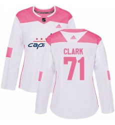 Womens Adidas Washington Capitals 71 Kody Clark Authentic White Pink Fashion NHL Jerse