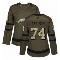 Womens Adidas Washington Capitals 74 John Carlson Authentic Green Salute to Service NHL Jersey 