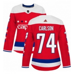 Womens Adidas Washington Capitals 74 John Carlson Authentic Red Alternate NHL Jersey 