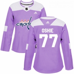 Womens Adidas Washington Capitals 77 TJ Oshie Authentic Purple Fights Cancer Practice NHL Jersey 