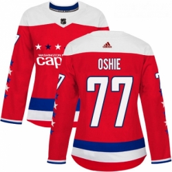 Womens Adidas Washington Capitals 77 TJ Oshie Authentic Red Alternate NHL Jersey 