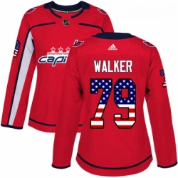 Womens Adidas Washington Capitals 79 Nathan Walker Authentic Red USA Flag Fashion NHL Jersey 