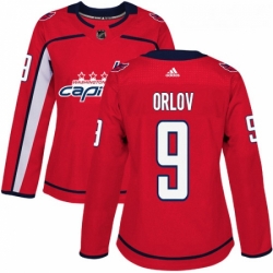Womens Adidas Washington Capitals 9 Dmitry Orlov Authentic Red Home NHL Jersey 