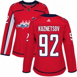 Womens Adidas Washington Capitals 92 Evgeny Kuznetsov Authentic Red Home NHL Jersey 