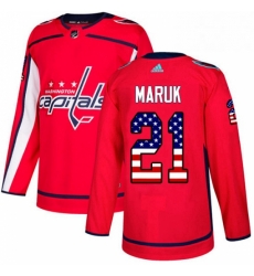 Youth Adidas Washington Capitals 21 Dennis Maruk Authentic Red USA Flag Fashion NHL Jersey 