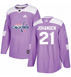 Youth Adidas Washington Capitals 21 Lucas Johansen Authentic Purple Fights Cancer Practice NHL Jersey 
