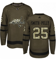 Youth Adidas Washington Capitals 25 Devante Smith Pelly Authentic Green Salute to Service NHL Jersey 