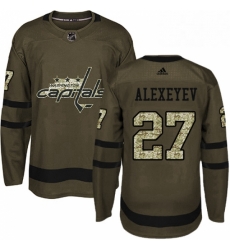 Youth Adidas Washington Capitals 27 Alexander Alexeyev Authentic Green Salute to Service NHL Jerse