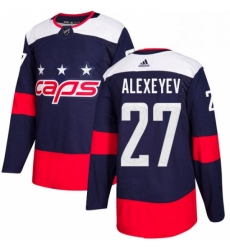 Youth Adidas Washington Capitals 27 Alexander Alexeyev Authentic Navy Blue 2018 Stadium Series NHL Jerse