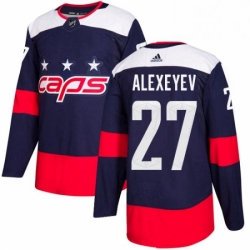 Youth Adidas Washington Capitals 27 Alexander Alexeyev Authentic Navy Blue 2018 Stadium Series NHL Jerse