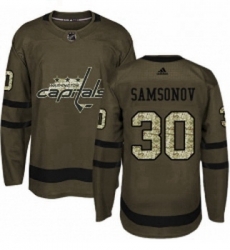 Youth Adidas Washington Capitals 30 Ilya Samsonov Authentic Green Salute to Service NHL Jersey 