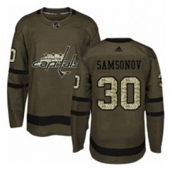 Youth Adidas Washington Capitals 30 Ilya Samsonov Authentic Green Salute to Service NHL Jersey 