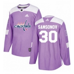 Youth Adidas Washington Capitals 30 Ilya Samsonov Authentic Purple Fights Cancer Practice NHL Jersey 