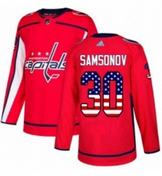 Youth Adidas Washington Capitals 30 Ilya Samsonov Authentic Red USA Flag Fashion NHL Jersey 