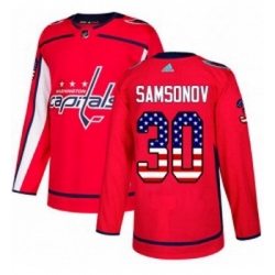 Youth Adidas Washington Capitals 30 Ilya Samsonov Authentic Red USA Flag Fashion NHL Jersey 