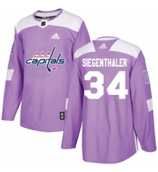 Youth Adidas Washington Capitals 34 Jonas Siegenthaler Authentic Purple Fights Cancer Practice NHL Jersey 
