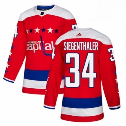 Youth Adidas Washington Capitals 34 Jonas Siegenthaler Authentic Red Alternate NHL Jersey 