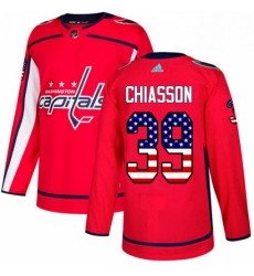 Youth Adidas Washington Capitals 39 Alex Chiasson Authentic Red USA Flag Fashion NHL Jersey 