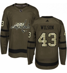 Youth Adidas Washington Capitals 43 Tom Wilson Authentic Green Salute to Service NHL Jersey 