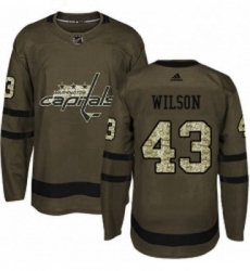 Youth Adidas Washington Capitals 43 Tom Wilson Premier Green Salute to Service NHL Jersey 