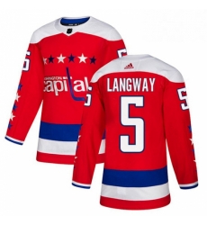 Youth Adidas Washington Capitals 5 Rod Langway Authentic Red Alternate NHL Jersey 