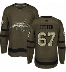 Youth Adidas Washington Capitals 67 Riley Sutter Authentic Green Salute to Service NHL Jerse