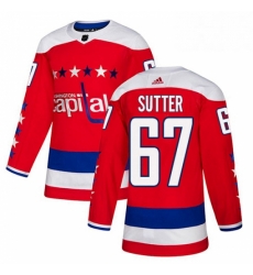 Youth Adidas Washington Capitals 67 Riley Sutter Authentic Red Alternate NHL Jersey 