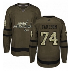 Youth Adidas Washington Capitals 74 John Carlson Premier Green Salute to Service NHL Jersey 
