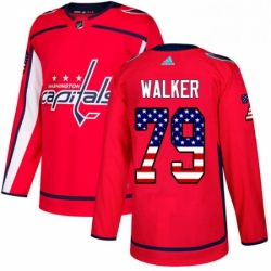 Youth Adidas Washington Capitals 79 Nathan Walker Authentic Red USA Flag Fashion NHL Jersey 