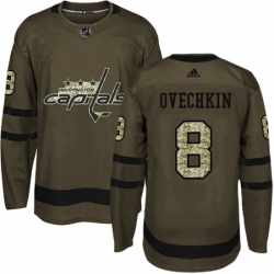 Youth Adidas Washington Capitals 8 Alex Ovechkin Premier Green Salute to Service NHL Jersey 