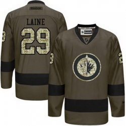 Jets #29 Patrik Laine Green Salute to Service Stitched NHL Jersey