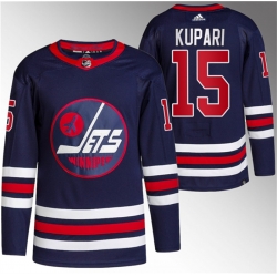 Men Winnipeg Jets 15 Rasmus Kupari 2021 22 Navy Stitched Jersey