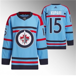 Men Winnipeg Jets 15 Rasmus Kupari Light Blue Anniversary Primegreen Stitched Jersey