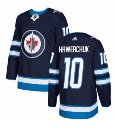 Mens Adidas Winnipeg Jets 10 Dale Hawerchuk Authentic Navy Blue Home NHL Jersey 