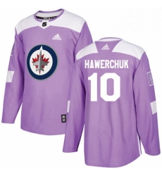 Mens Adidas Winnipeg Jets 10 Dale Hawerchuk Authentic Purple Fights Cancer Practice NHL Jersey 