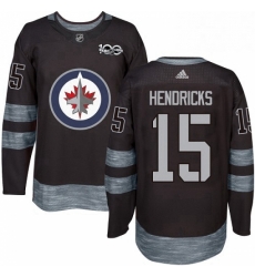 Mens Adidas Winnipeg Jets 15 Matt Hendricks Authentic Black 1917 2017 100th Anniversary NHL Jersey 