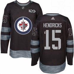 Mens Adidas Winnipeg Jets 15 Matt Hendricks Authentic Black 1917 2017 100th Anniversary NHL Jersey 